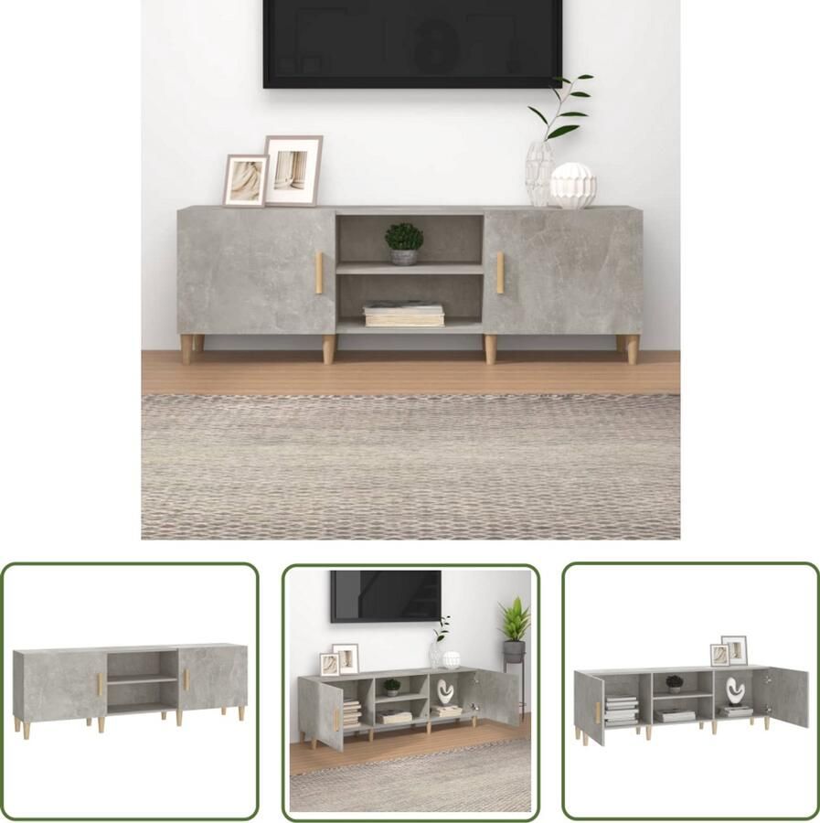 VidaXL Tv-meubel 150x30x50 cm Bewerkt hout Grijs Tv Kast Houten Tv Kast Tv Meubels Media Kast Bergruimte Beton Grijs Design Tv Kast Living Room Furniture Woonkamer Meubilair