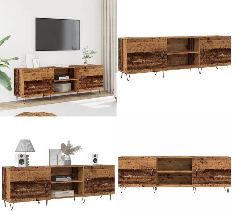 VidaXL Tv-meubel 150x30x50 cm bewerkt hout oud houtkleurig Tv-meubel Tv-meubelen Tv Kast Opbergkast