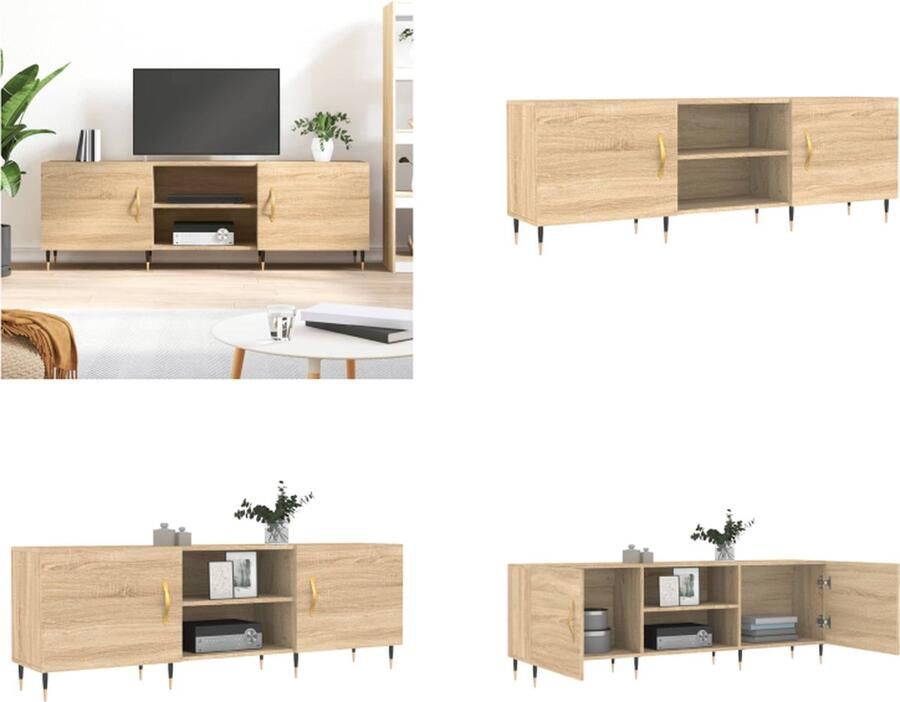 VidaXL Tv-meubel 150x30x50 cm bewerkt hout sonoma eikenkleurig Tv-meubel Tv-meubelen Tv Kast Opbergkast