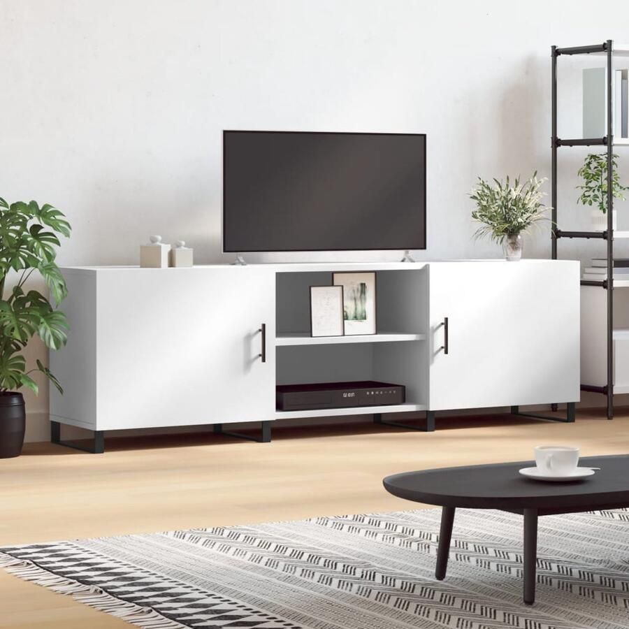 VidaXL Tv-meubel 150x30x50 cm Bewerkt hout Wit TV Kast Tv Meubel Houten Tv Stand Wit Tv Meubel Salontafel Livingroom Furniture Opbergvakken - Foto 2