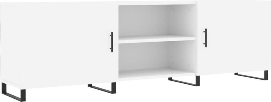 VidaXL Tv-meubel 150x30x50 cm Bewerkt hout Wit TV Kast Tv Meubel Houten Tv Stand Wit Tv Meubel Salontafel Livingroom Furniture Opbergvakken