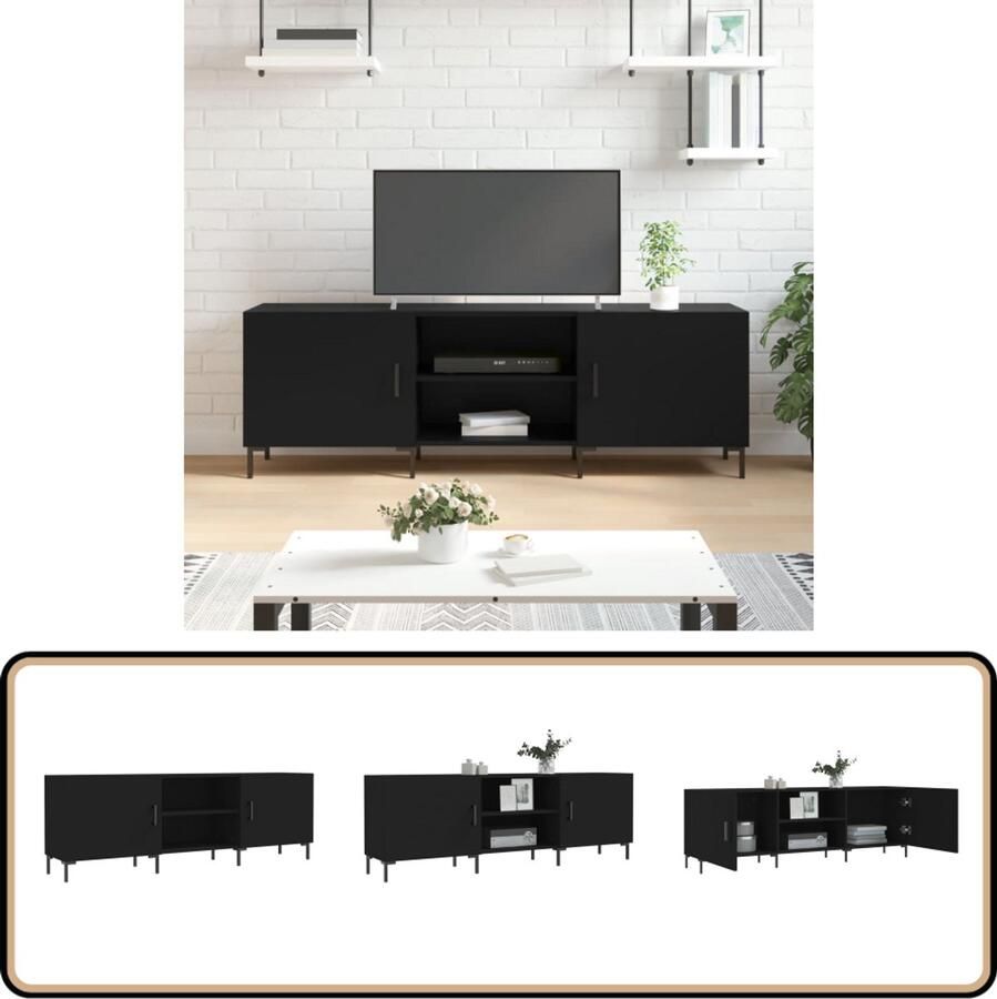 VidaXL Tv-meubel 150x30x50 cm Bewerkt hout Zwart Tv Kast Tv Meubel Mediakas Houten Tv Kast Zwarte Tv Kast