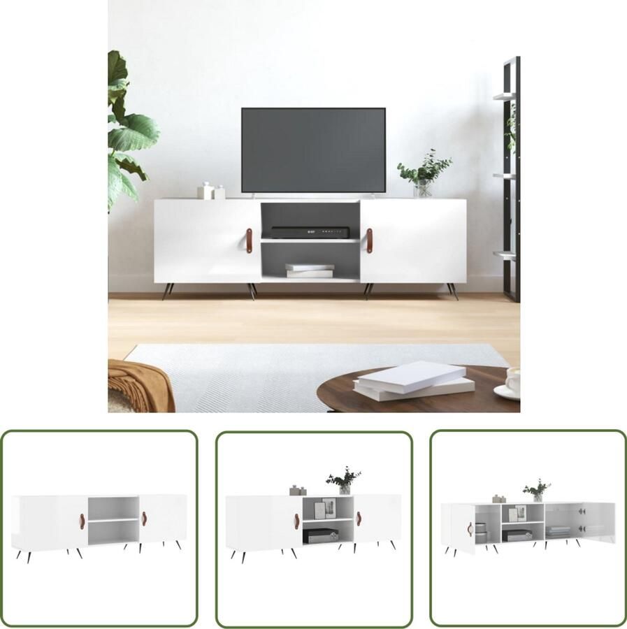 VidaXL Tv-meubel 150x30x50 cm Hoogglans wit Televisiekast Tv Kast Houten Tv Kast Wit Tv Kast Modern Tv Kast Living Room Furniture Salon Meubels Opslagruimte Boekenplank