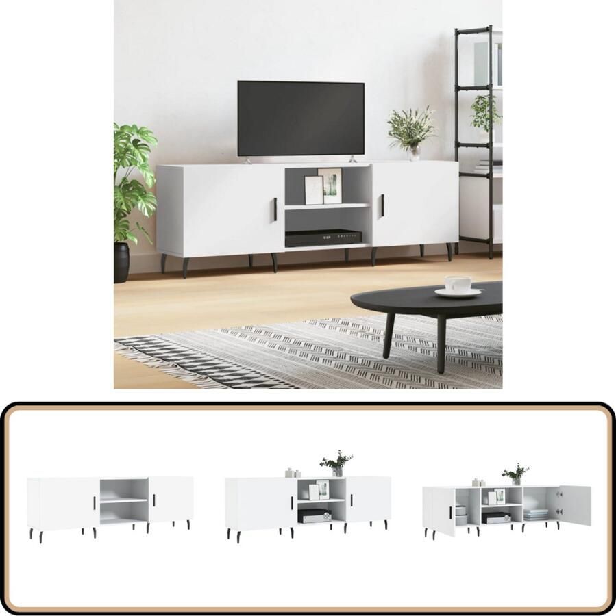 VidaXL Tv-meubel 150x30x50 cm Wit Bewerkt hout TV Meubel Kast Salontafel Houten Meubilair Witte Meubels