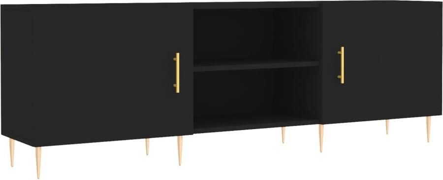VidaXL Tv-meubel 150x30x50 cm Zwart Bewerkt Hout Tv Kast Televisiesecretaris Houten Tv Stand Zwart Tv Meubel Tv Tafel Salontafel Livingroom Furniture