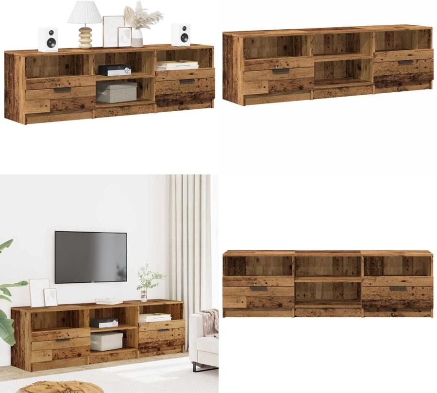 VidaXL Tv-meubel 150x33 5x45 cm bewerkt hout oud houtkleurig Tv-meubel Tv-meubelen Tv Kast Opbergkast
