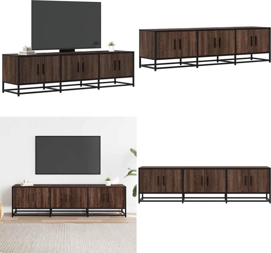 VidaXL Tv-meubel 150x35x41 cm bewerkt hout metaal bruin eikenkleur Tv-meubel Tv-meubelen Tv Kast Opbergkast