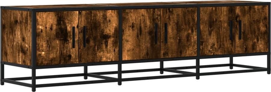 VidaXL Tv-meubel 150x35x41 cm bewerkt hout metaal gerookt eikenkleurig