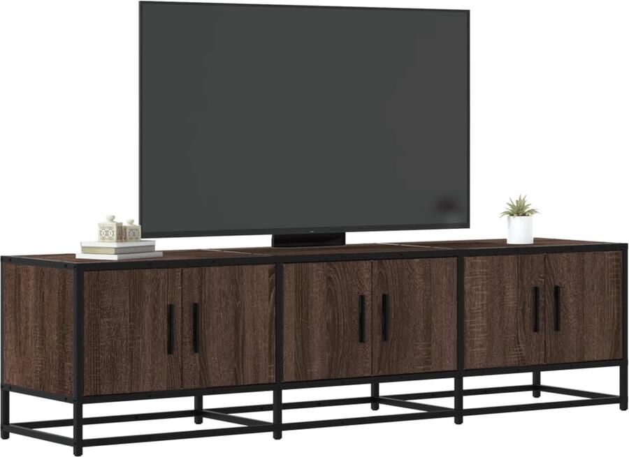 VidaXL Tv-meubel 150x35x41 cm Bruin Eiken Hout & Metaal Tv Meubel Tv Kast Houten Tv Meubel Bruine Tv Kast Eiken Kleur Tv Meubel