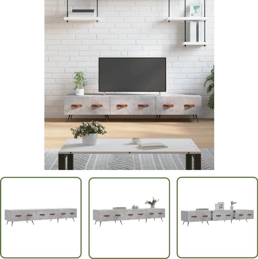 VidaXL Tv-meubel 150x36x30 cm Betongrijs Hout Televisiekast Tv Kast Mediakast Salontafel Houten Meubilair Grijze Meubels Beton Grijs Tv Stand Livingroom Furniture