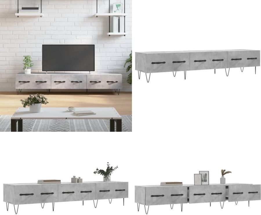 VidaXL Tv-meubel 150x36x30 cm bewerkt hout betongrijs Tv-meubel Tv-meubelen Tv Kast Opbergkast