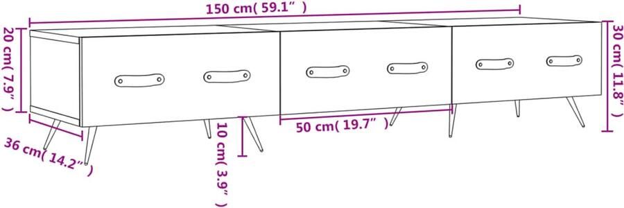 VidaXL -Tv-meubel-150x36x30-cm-bewerkt-hout-gerookt-eikenkleurig - Foto 5