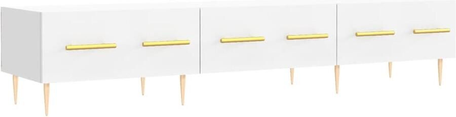 VidaXL Tv-meubel 150x36x30 cm Bewerkt hout Wit Televisiekast Tv Kast Mediakast Opbergkast Houten Kast Witte Kast Tv Meubilair Salontafel - Foto 2