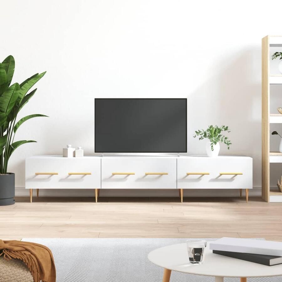 VidaXL Tv-meubel 150x36x30 cm Bewerkt hout Wit Televisiekast Tv Kast Mediakast Opbergkast Houten Kast Witte Kast Tv Meubilair Salontafel