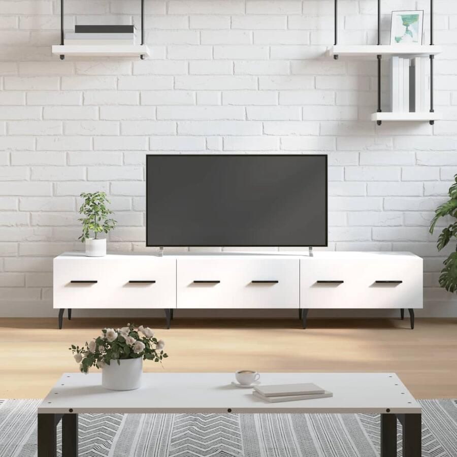 VidaXL Tv-meubel 150x36x30 cm Bewerkt hout Wit Tv Kast Televisiecast Salontafel Woonkamer Meubilair Houten Tv Stand Witte Tv Kast Modern Tv Meubel Compact Tv Meubel Opbergkast Mediakast - Foto 2