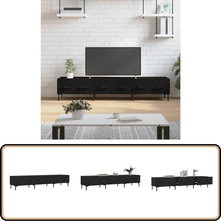 VidaXL Tv-meubel 150x36x30 cm Bewerkt hout Zwart Tv Kast Houten Tv Kast Zwarte Tv Kast Tv Meubels Mediakasten