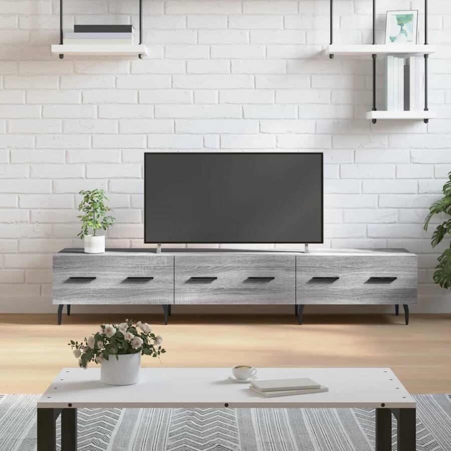 VidaXL Tv-meubel 150x36x30 cm Grijs Sonoma Eiken Tv Kast Tv Meubels Salontafel Houten Tv Stand Grijze Tv Kast Tv Meubel Met Lade Tv Meubel Moderne Tv Kast Landelijke Tv Kast Tv Tafel - Foto 2