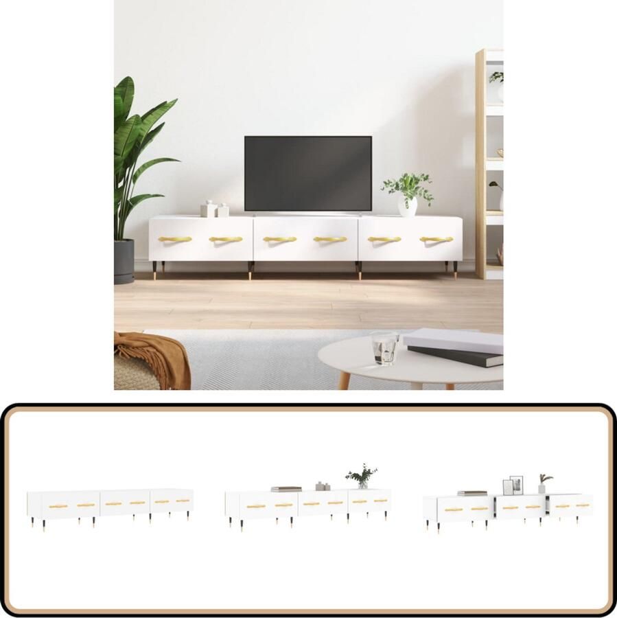 VidaXL Tv-meubel 150x36x30 cm Wit Bewerkt hout Televisiekast Tv Kast Tv Meubels Houten Tv Stand Witte Tv Kast Mediakast Salontafel Opbergkast Livingroom Furniture Woonkamerinrichting