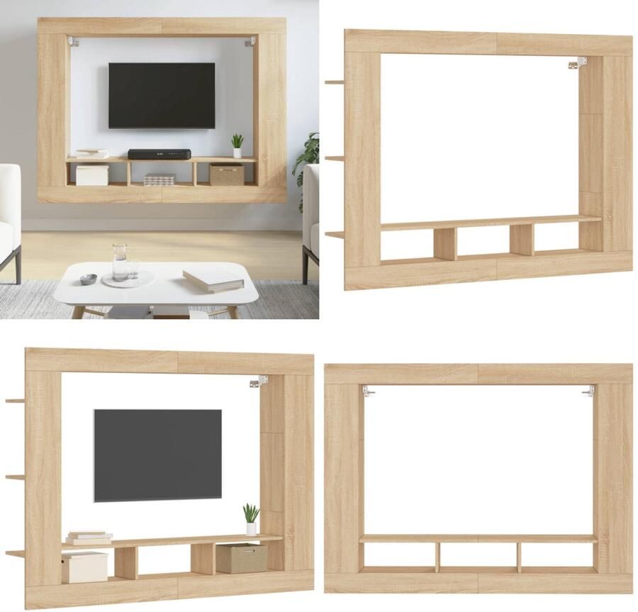 VidaXL Tv-meubel 152x22x113 cm bewerkt hout sonoma eikenkleurig Tv-meubel Tv-meubelen Tv-standaard Televisiemeubel