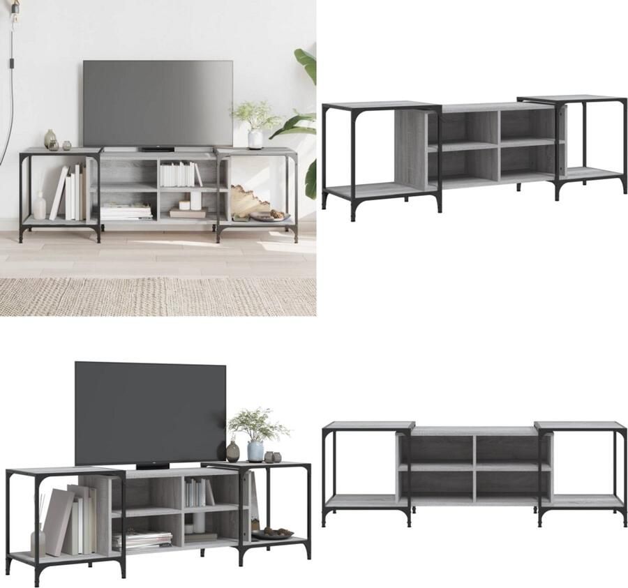 VidaXL Tv-meubel 153x37x50 cm bewerkt hout grijs sonoma eikenkleurig Tv-meubel Tv-meubelen Tv Kast Opbergkast