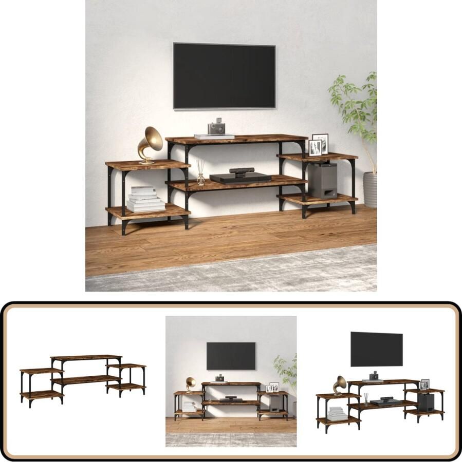 VidaXL Tv-meubel 157x35x52 cm Gerookt eiken Tv Meubel Houten Tv Kast Tv Stand Salontafel Mediabox