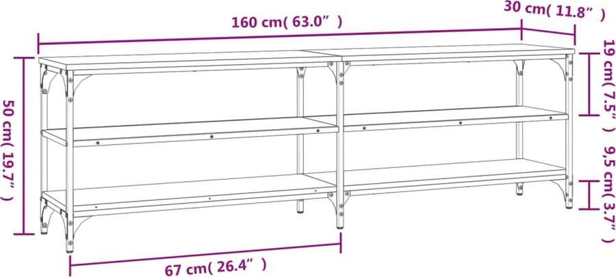 VidaXL -Tv-meubel-160x30x50-cm-bewerkt-hout-zwart - Foto 4