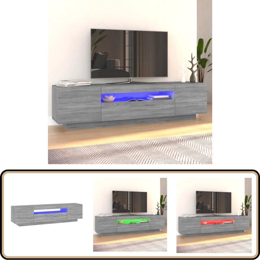 VidaXL Tv-meubel 160x35x40 cm Grijs Sonoma Eiken TV Meubel Tv Kasten Led Tv Meubelen Grijze Tv Bank Houten Tv Kast Salontafel Woonkamer Decoratie