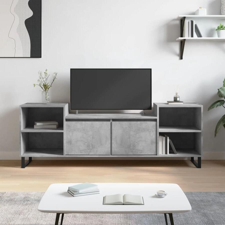 VidaXL Tv-meubel 160x35x55 cm Betongrijs Tv-meubel Media Kast Salontafel Beton Grijs Houten Tv-kast Opbergruimte Modern Tv-meubel - Foto 2