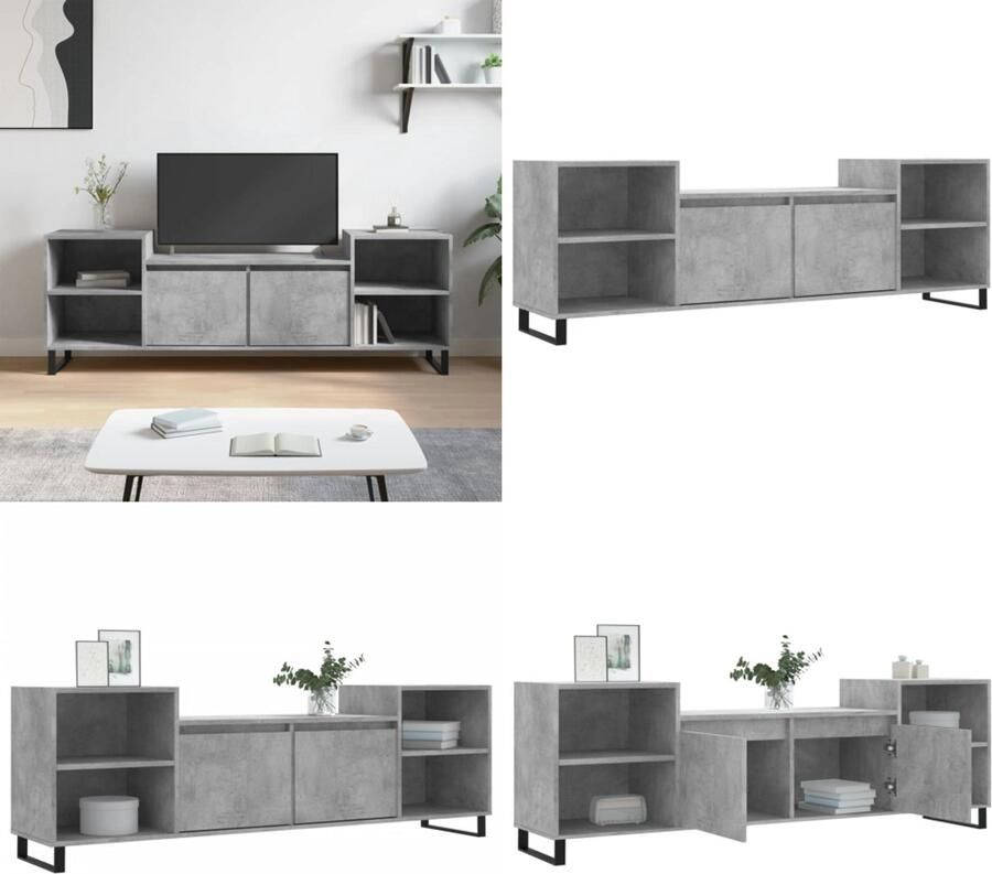 VidaXL Tv-meubel 160x35x55 cm bewerkt hout betongrijs Tv-meubel Tv-meubelen Tv-standaard Televisiemeubel