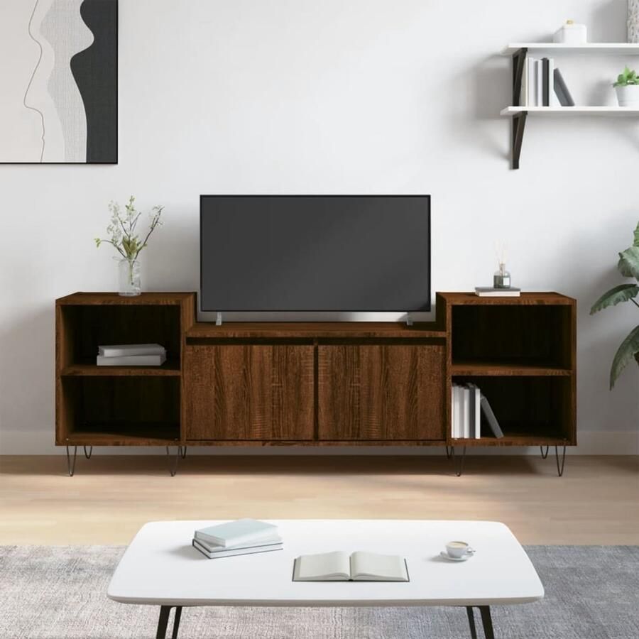 VidaXL Tv-meubel 160x35x55 cm Bruin Eikenkleur Tv-meubel Kast Salontafel Houten Tv-meubel Bruine Eiken Kleur