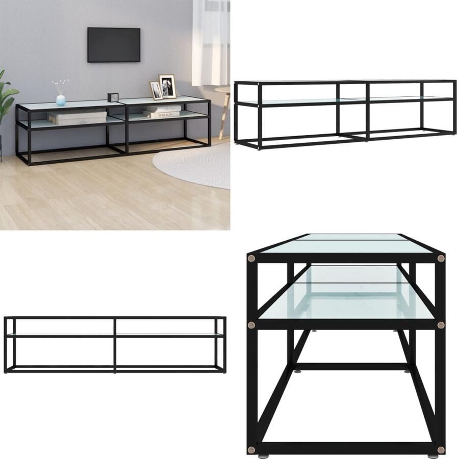 VidaXL Tv-meubel 160x40x40 5 cm gehard glas witmarmerkleurig Tv-meubel Tv-meubelen Tv Kast Opbergkast