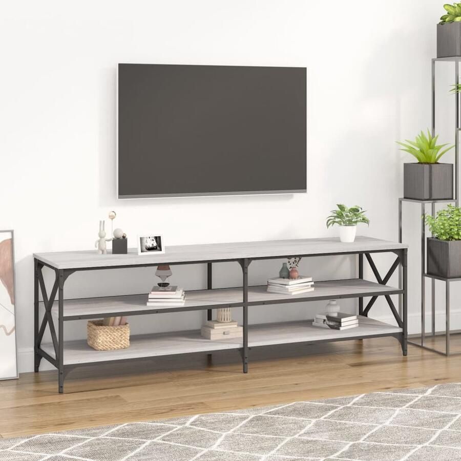 VidaXL Tv-meubel 160x40x50 cm Grijs Sonoma Eiken Tv Meubel Industriële Tv Kast Vintage Tv Stand Houten Tv Kast Grijze Tv Kast Tv Tafel - Foto 2