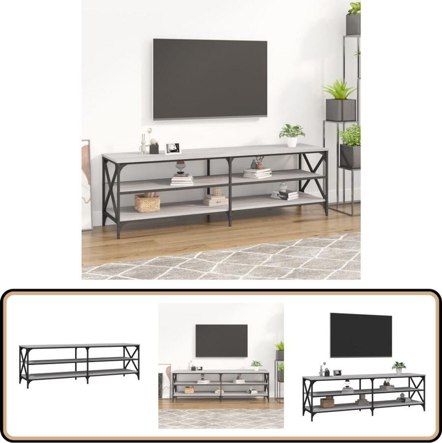 VidaXL Tv-meubel 160x40x50 cm Grijs Sonoma Eiken Tv Meubel Industriële Tv Kast Vintage Tv Stand Houten Tv Kast Grijze Tv Kast Tv Tafel