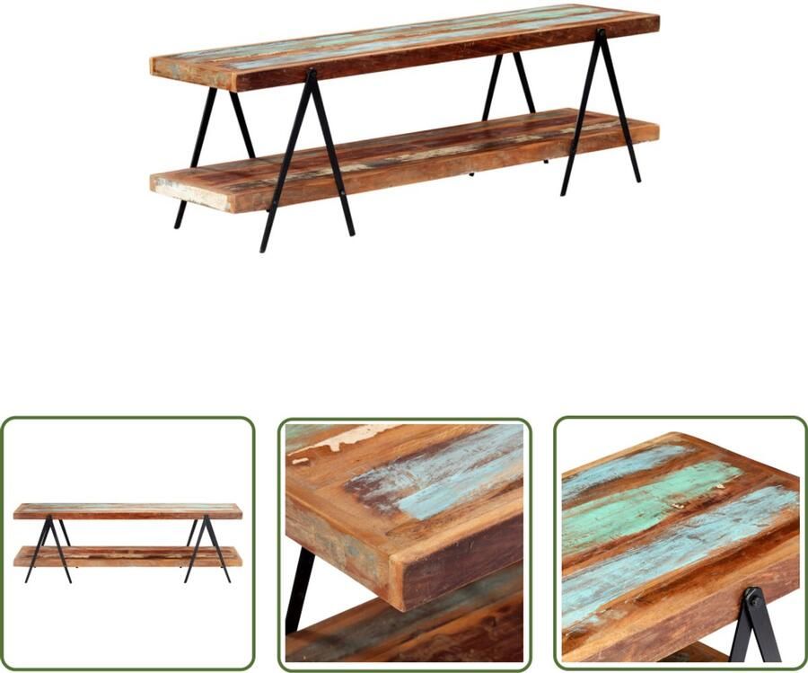 VidaXL Tv-meubel 160x40x50 cm Massief gerecycled hout TV-meubel Salontafel Houten Tv-kast Industrieel Design Vintage Tv-meubel Retro Tv-stand Televisiemeubilair - Foto 2