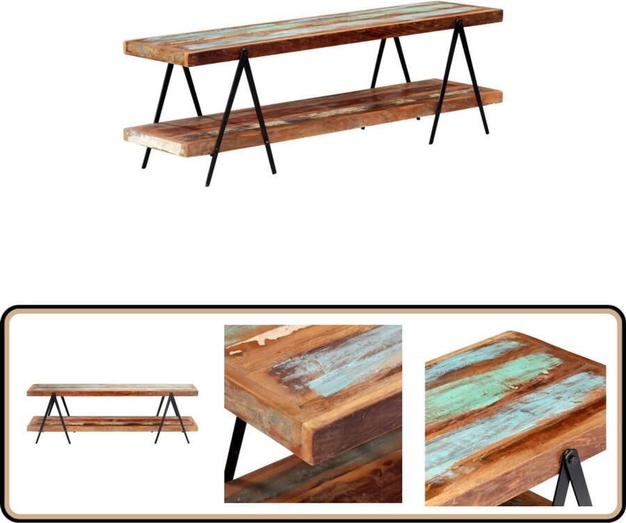 VidaXL Tv-meubel 160x40x50 cm Massief gerecycled hout TV-meubel Salontafel Houten Tv-kast Industrieel Design Vintage Tv-meubel Retro Tv-stand Televisiemeubilair