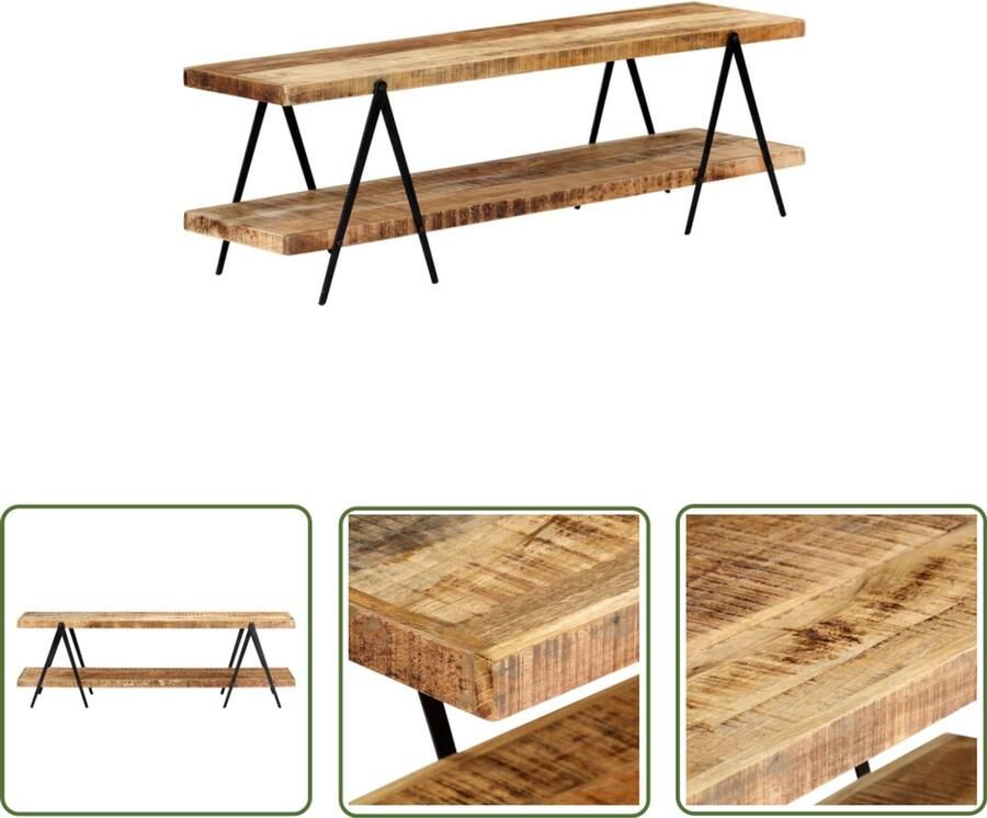 VidaXL Tv-meubel 160x40x50 cm massief mangohout Televisie Kast Salontafel Mangohouten Meubels Vintage Design Industrieel Design Mediabox Opslagoplossing Woonaccessoires