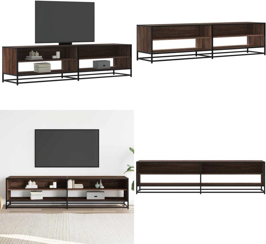 VidaXL Tv-meubel 180 5x40x46 cm bewerkt hout bruin eikenkleurig Tv-meubel Tv-meubelen Tv Kast Opbergkast