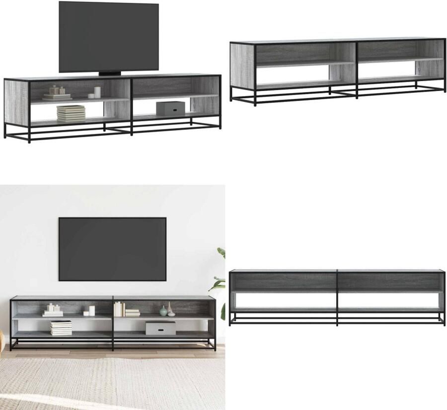 VidaXL Tv-meubel 180 5x40x46 cm bewerkt hout grijs sonoma eikenkleurig Tv-meubel Tv-meubelen Tv Kast Opbergkast