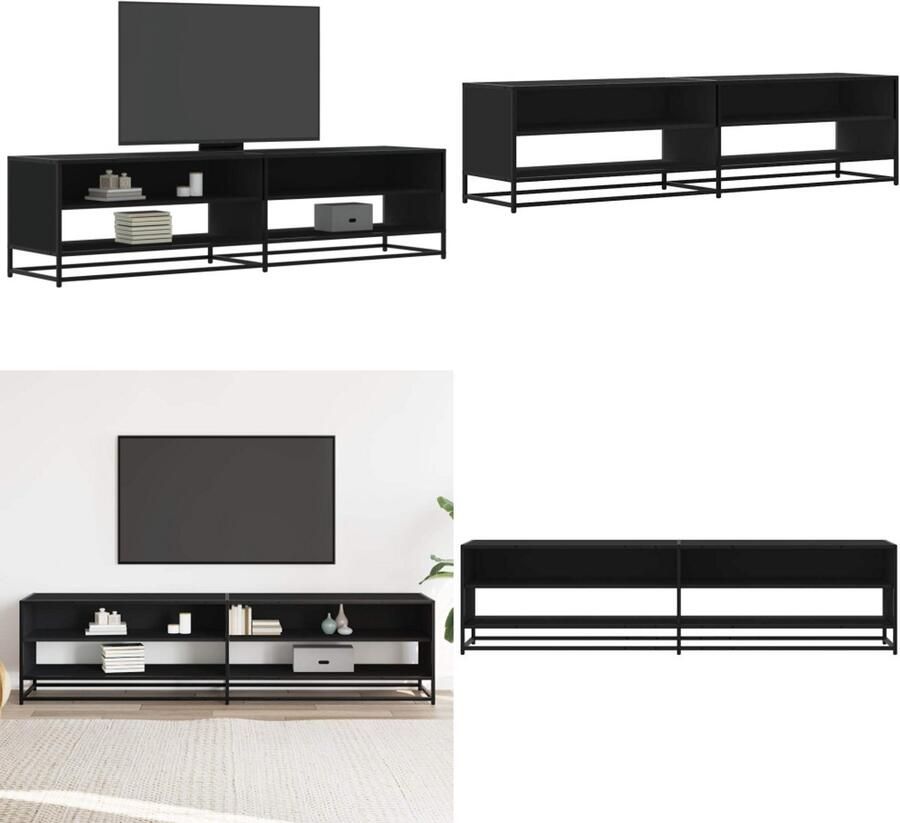 VidaXL Tv-meubel 180 5x40x46 cm bewerkt hout zwart Tv-meubel Tv-meubelen Tv Kast Opbergkast