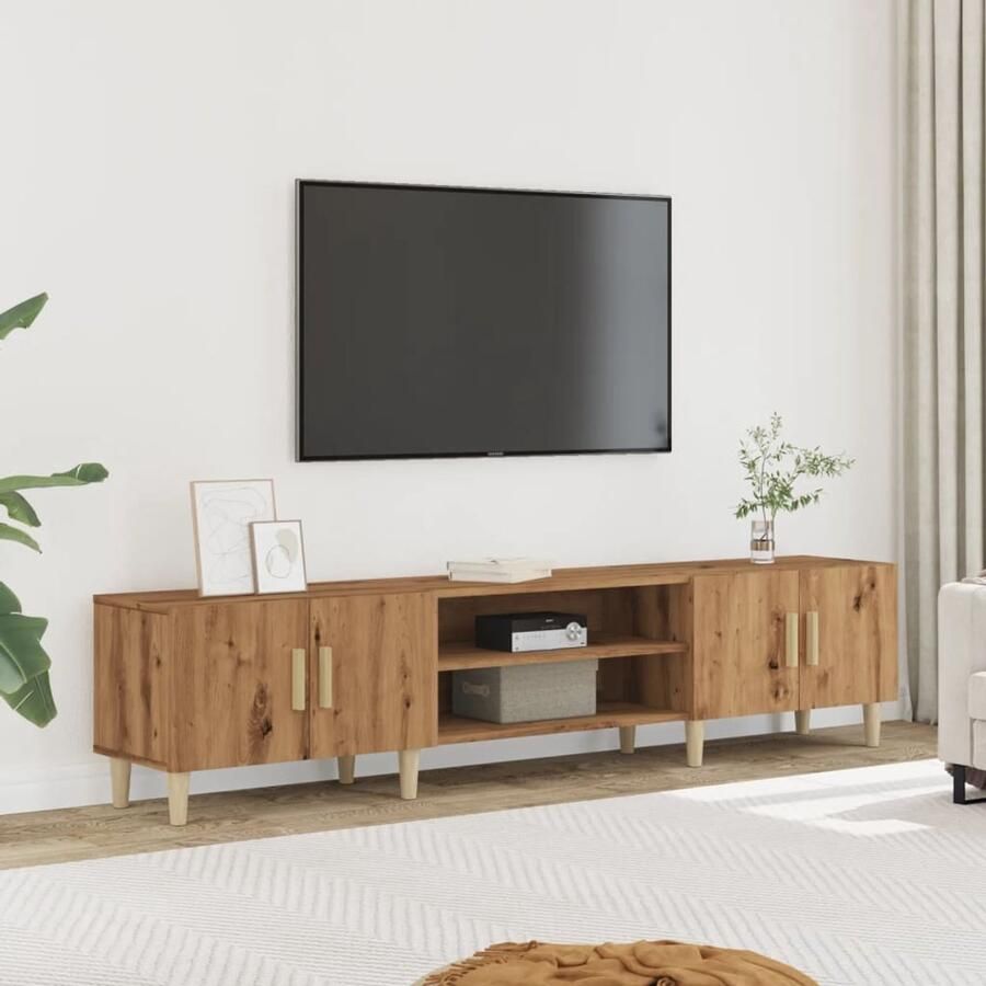 VidaXL Tv-meubel 180 cm Artisanaal Eiken Kleur Tv-meubel Tv-meubelen Tv Kast Opbergkast