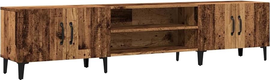 VidaXL Tv-meubel 180 cm Oud Hout & Metaal Tv-meubel Industrieel Houten Tv-kast Salontafel Modern Mediastand Zwart Vintage Tv-meubel