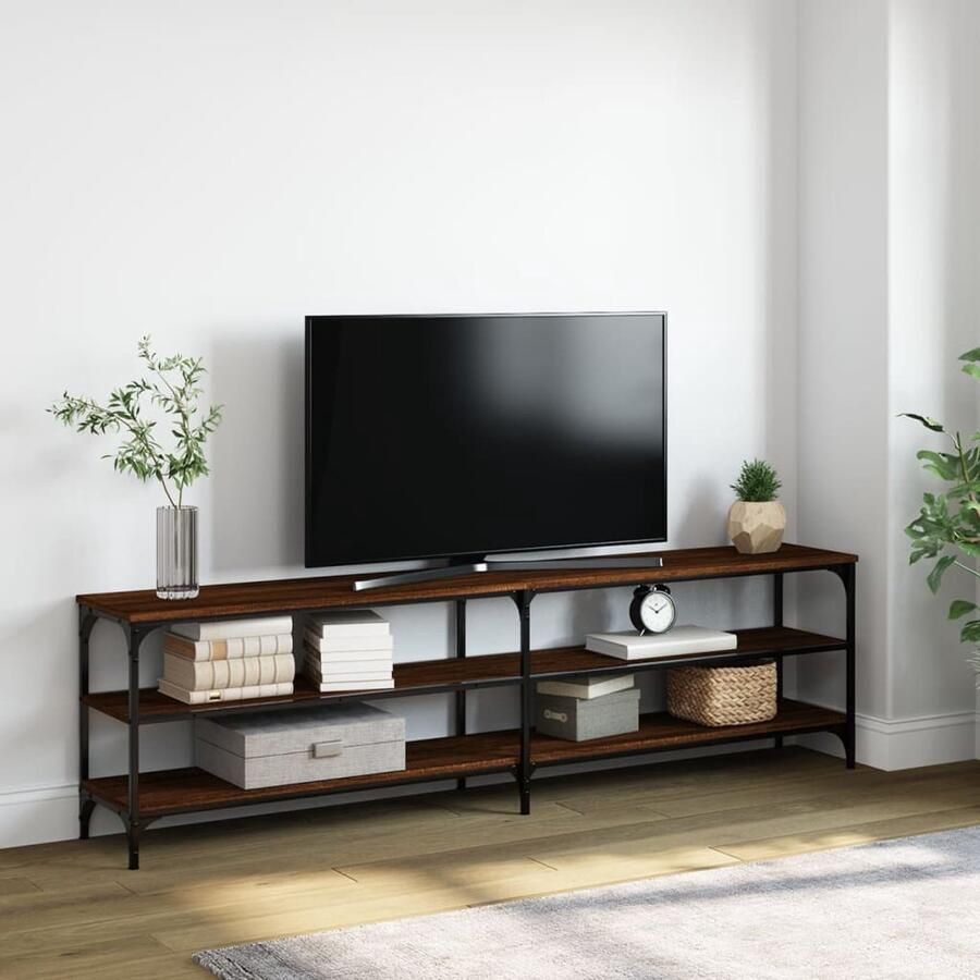 VidaXL Tv-meubel 180x30x50 cm Bewerkt hout Bruin Tv Meubel Kast Houten Tv Meubel Bruine Eiken Kleur Salontafel Mediastand