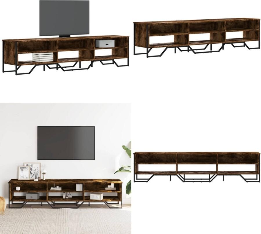 VidaXL Tv-meubel 180x34x41 cm bewerkt hout gerookt eikenkleurig Tv-meubel Tv-meubelen Tv Kast Opbergkast