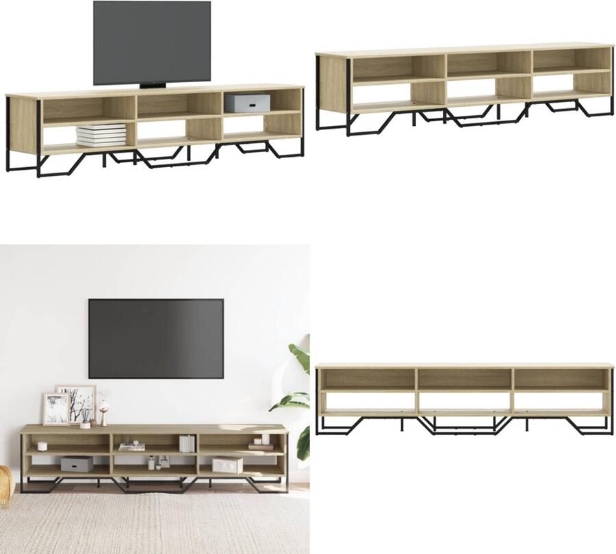 VidaXL Tv-meubel 180x34x41 cm bewerkt hout sonoma eikenkleurig Tv-meubel Tv-meubelen Tv Kast Opbergkast