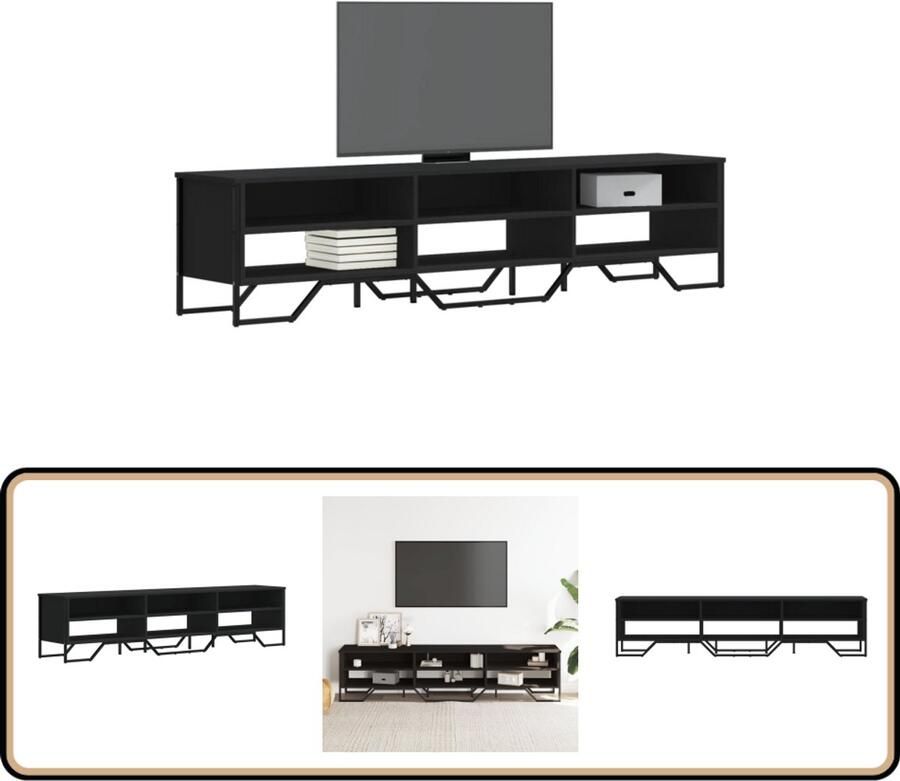 VidaXL Tv-meubel 180x34x41 cm Bewerkt hout Zwart Tv-meubel Tv-meubelen Tv Kast Opbergkast