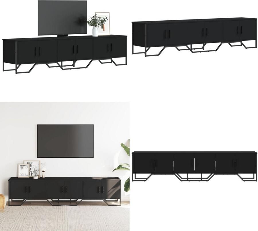 VidaXL Tv-meubel 180x34x41 cm bewerkt hout zwart Tv-meubel Tv-meubelen Tv Kast Opbergkast