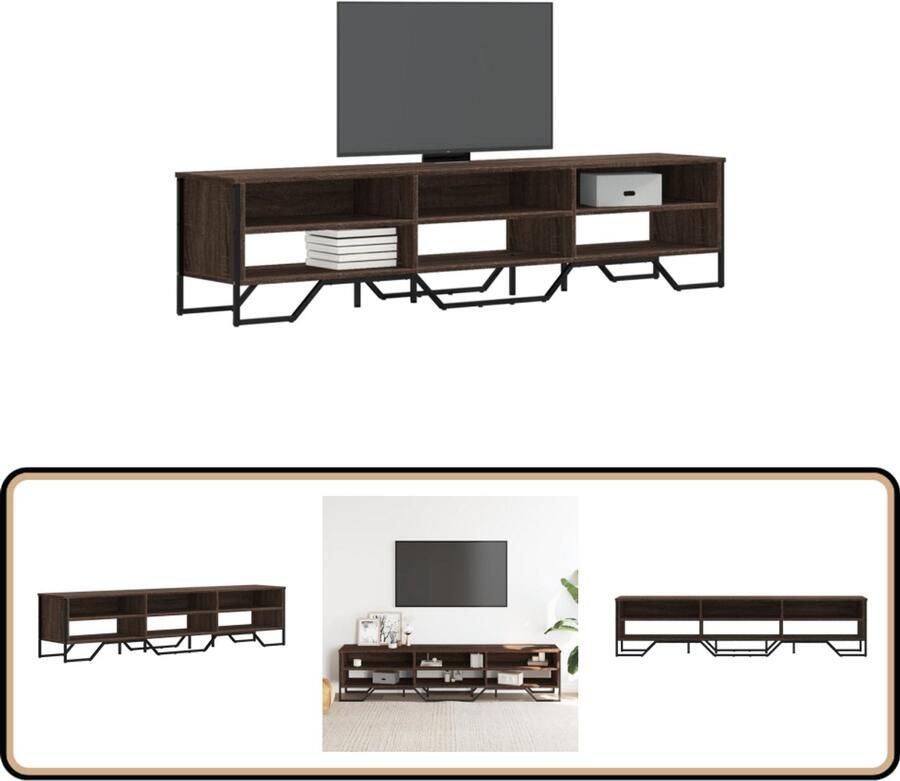 VidaXL Tv-meubel 180x34x41 cm Bruin eiken Hout Tv-meubel Tv-meubelen Tv Kast Opbergkast