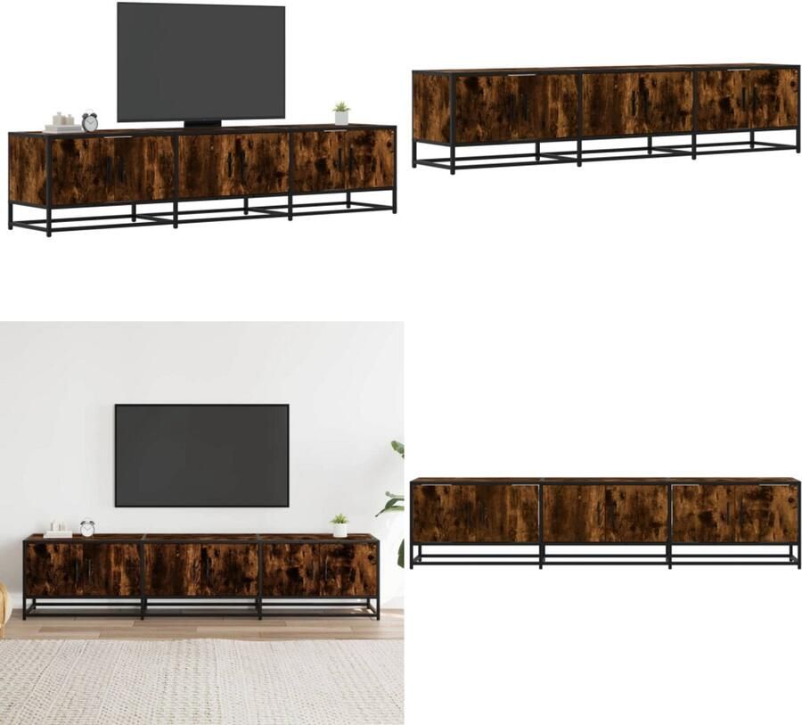 VidaXL Tv-meubel 180x35x41 cm bewerkt hout gerookt eikenkleurig Tv-meubel Tv-meubelen Tv Kast Opbergkast