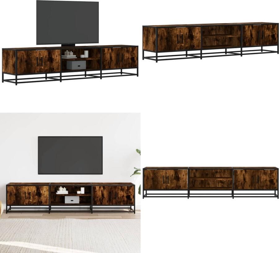 VidaXL Tv-meubel 180x35x41 cm bewerkt hout gerookt eikenkleurig Tv-meubel Tv-meubelen Tv Kast Opbergkast