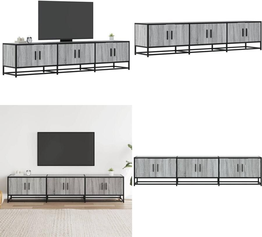 VidaXL Tv-meubel 180x35x41 cm bewerkt hout grijs sonoma eikenkleurig Tv-meubel Tv-meubelen Tv Kast Opbergkast